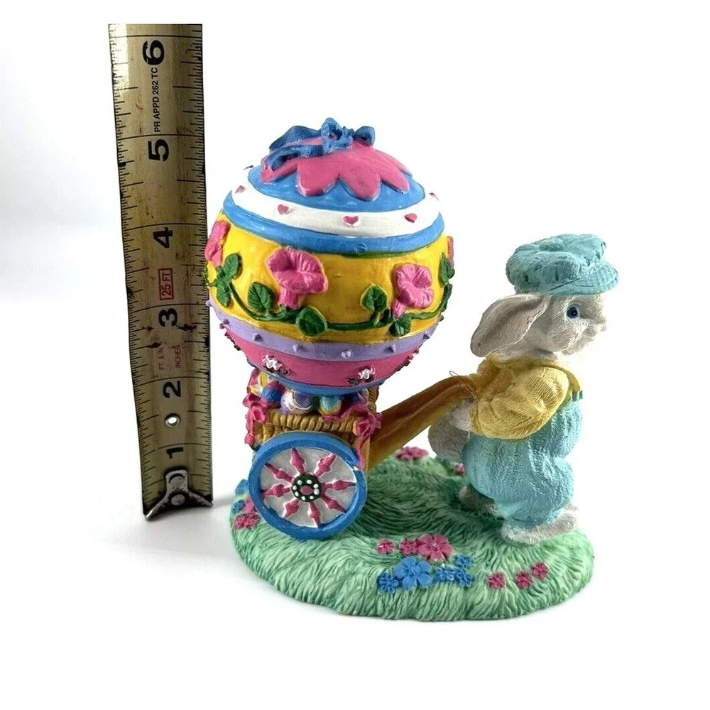 Clover Hill Julies Journey‎ Hand Painted Figurine Easter Bunny with Cart 5